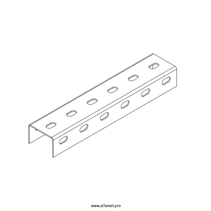 Профиль монтажный U-образный перфорированный 60х40х3000 (2 мм)
